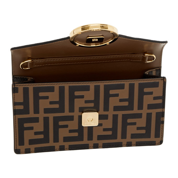 Fendi Brown Forever F Is Chain Wallet Bag in Black