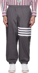 Thom Browne Gray Shiny Ripstop 4-Bar Track Pants