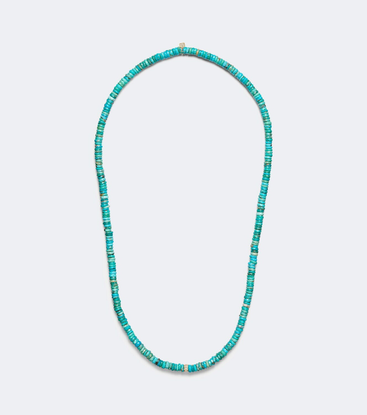 Sydney Evan 14kt gold beaded necklace with turquoise and diamonds