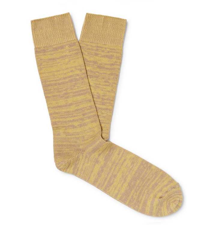 Photo: The Workers Club - Melangé Cotton-Blend Socks - Yellow