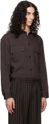BOSS Brown Flap Pocket Linen Shirt