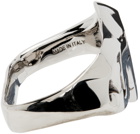 Alexander McQueen Silver Crushed Chain Double Ring