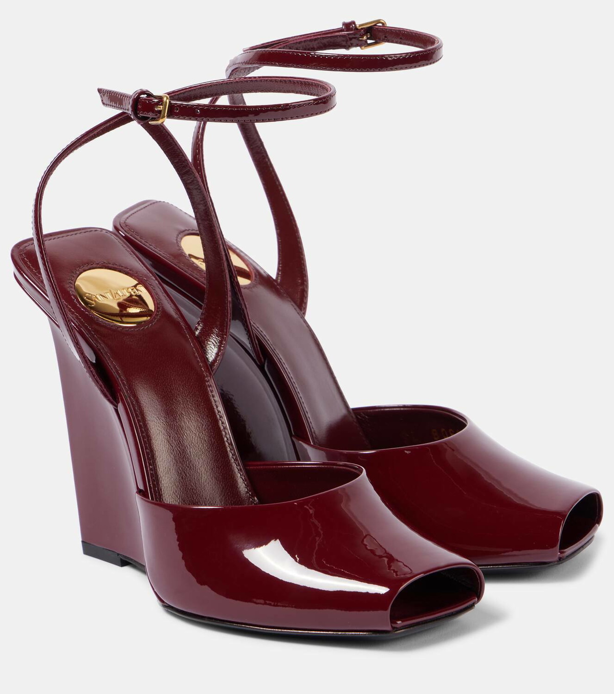 サンダル・ミュール SAINT LAURENT Sandals Women Patent Leather Red/Bordeaux Patent leather sandals Saint Laurent Red size 37.5 EU in