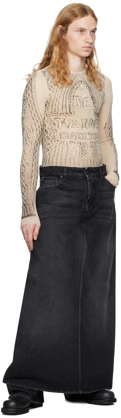 Jean Paul Gaultier Black 'The Denim Pant Skirt' Jeans