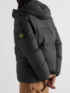 Stone Island - Logo-Appliquéd Crinkled-Shell Hooded Down Jacket - Black