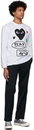 COMME des GARÇONS PLAY White & Black Multi Logo Long Sleeve T-Shirt