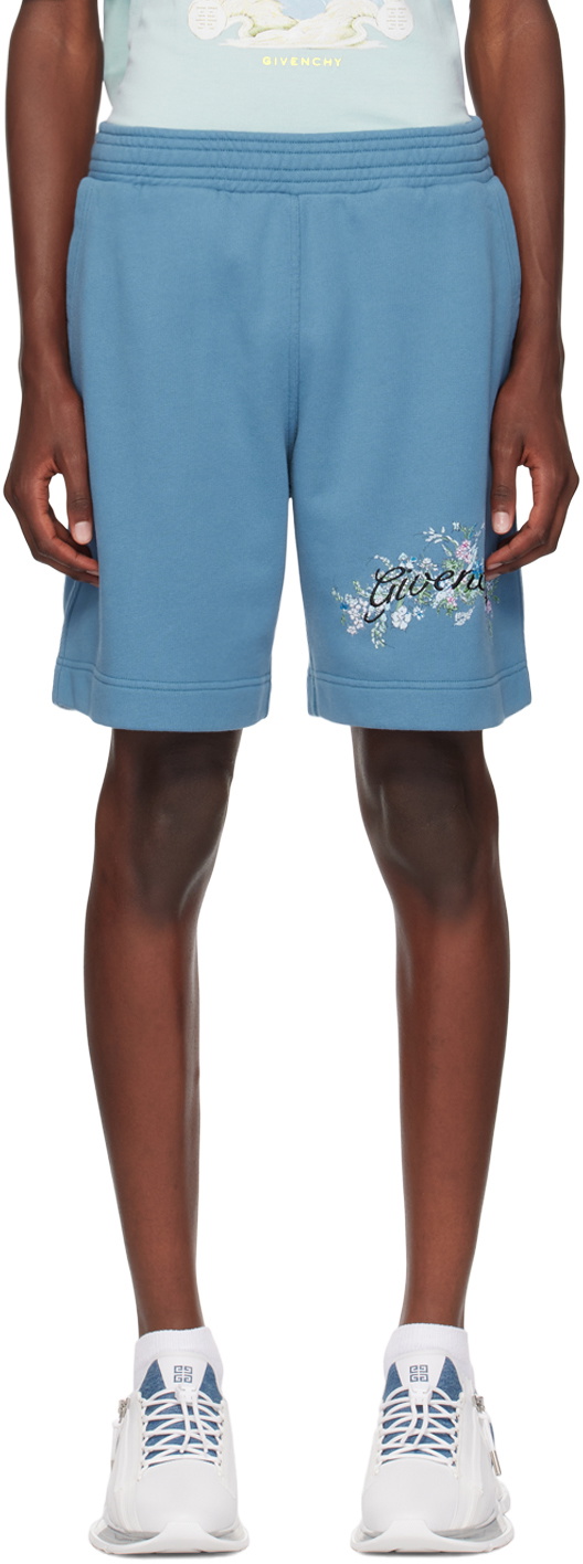 Givenchy Blue Cotton Jersey 4G Shorts main image 1