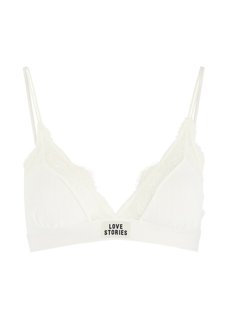 Love Stories Love Lace Panelled Soft-cup bra Off White