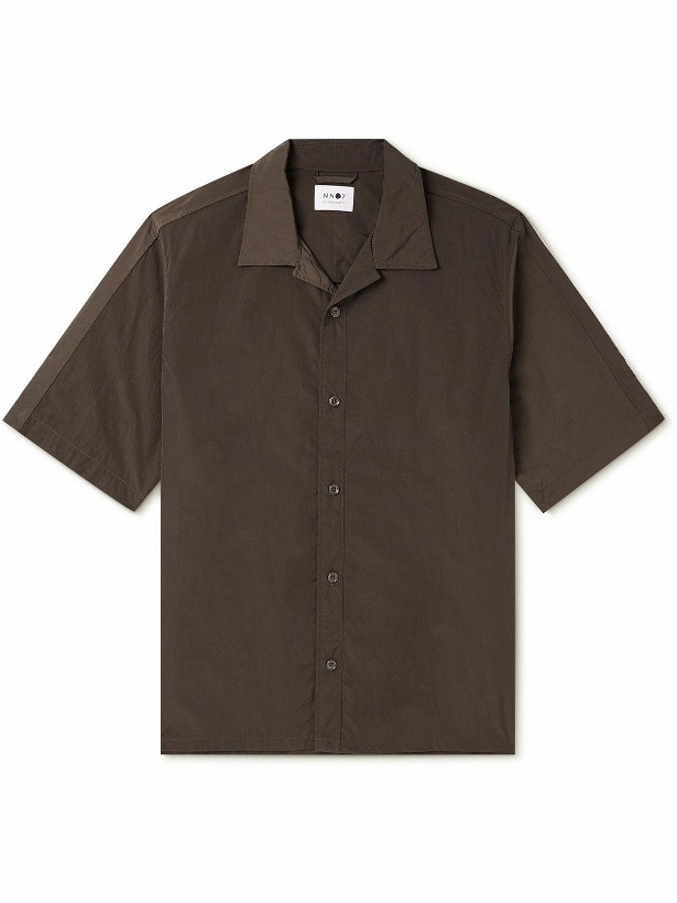 Photo: NN07 - Ole 1442 Camp-Collar Recycled-Shell Shirt - Brown