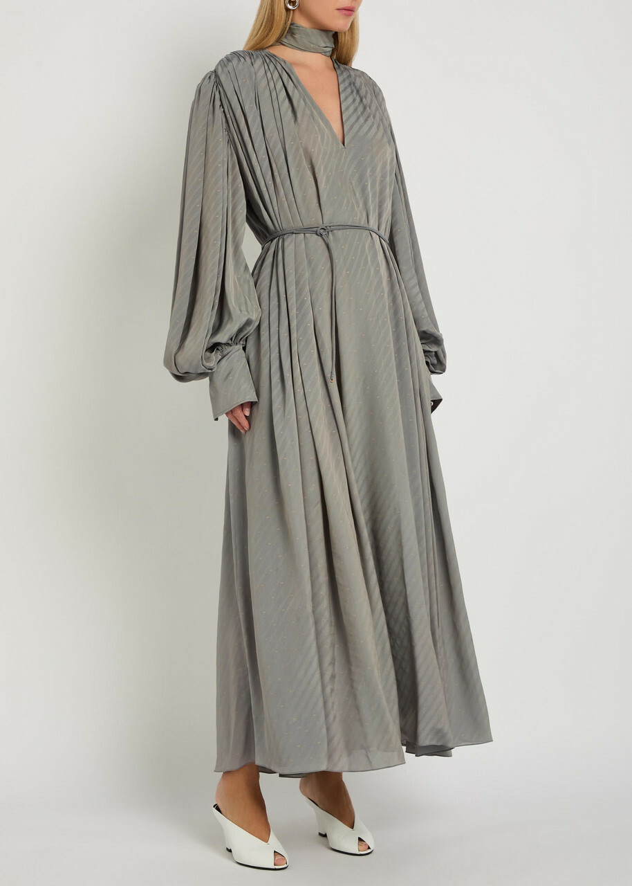 Calvin Klein Natalie fil Coupé Brushed Satin Midi Dress Grey