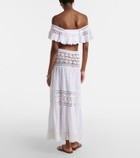 Anna Kosturova Filigree crochet-trimmed cotton midi skirt