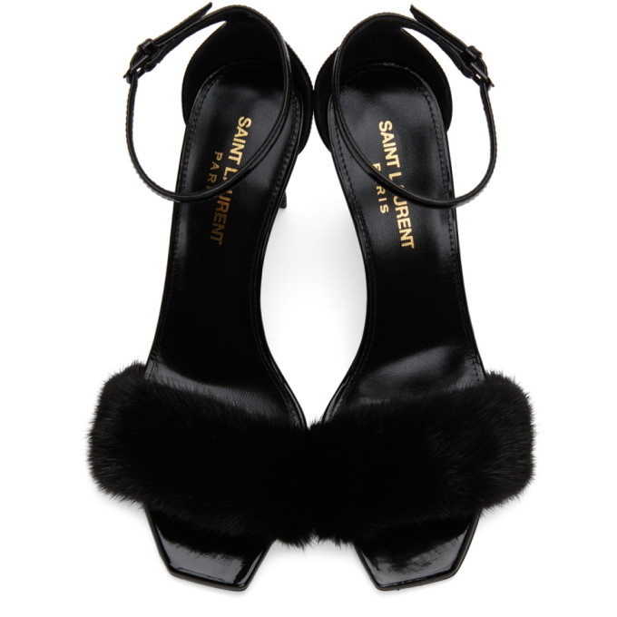 Saint Laurent Black Mink Bea 90 Sandals Saint Laurent