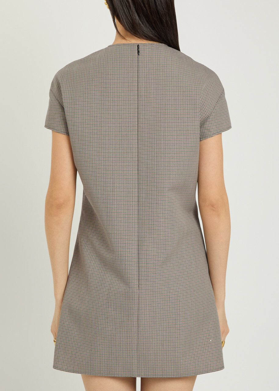 Courrèges Heritage Houndstooth Wool-blend Mini Dress Black