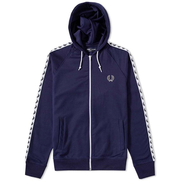Photo: Fred Perry Laurel Taped Hooded Track Jacket Blue