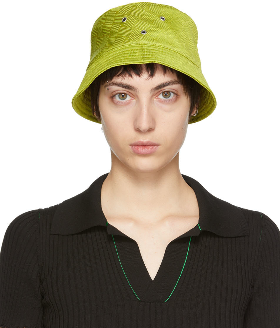 Bottega Veneta Yellow Intreccio Jacquard Bucket Hat Bottega Veneta