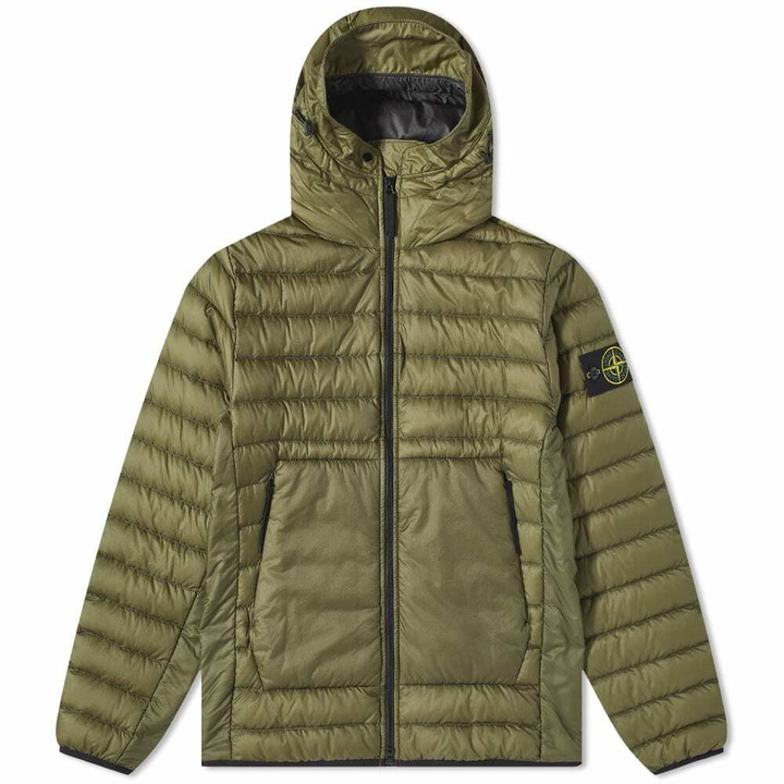 Photo: Stone Island Men's Hooded Lightweight Down Jacket in Olive