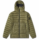 Stone Island Men's Hooded Lightweight Down Jacket in Olive