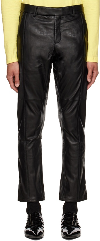 Photo: Cornerstone Black Grained Leather Pants