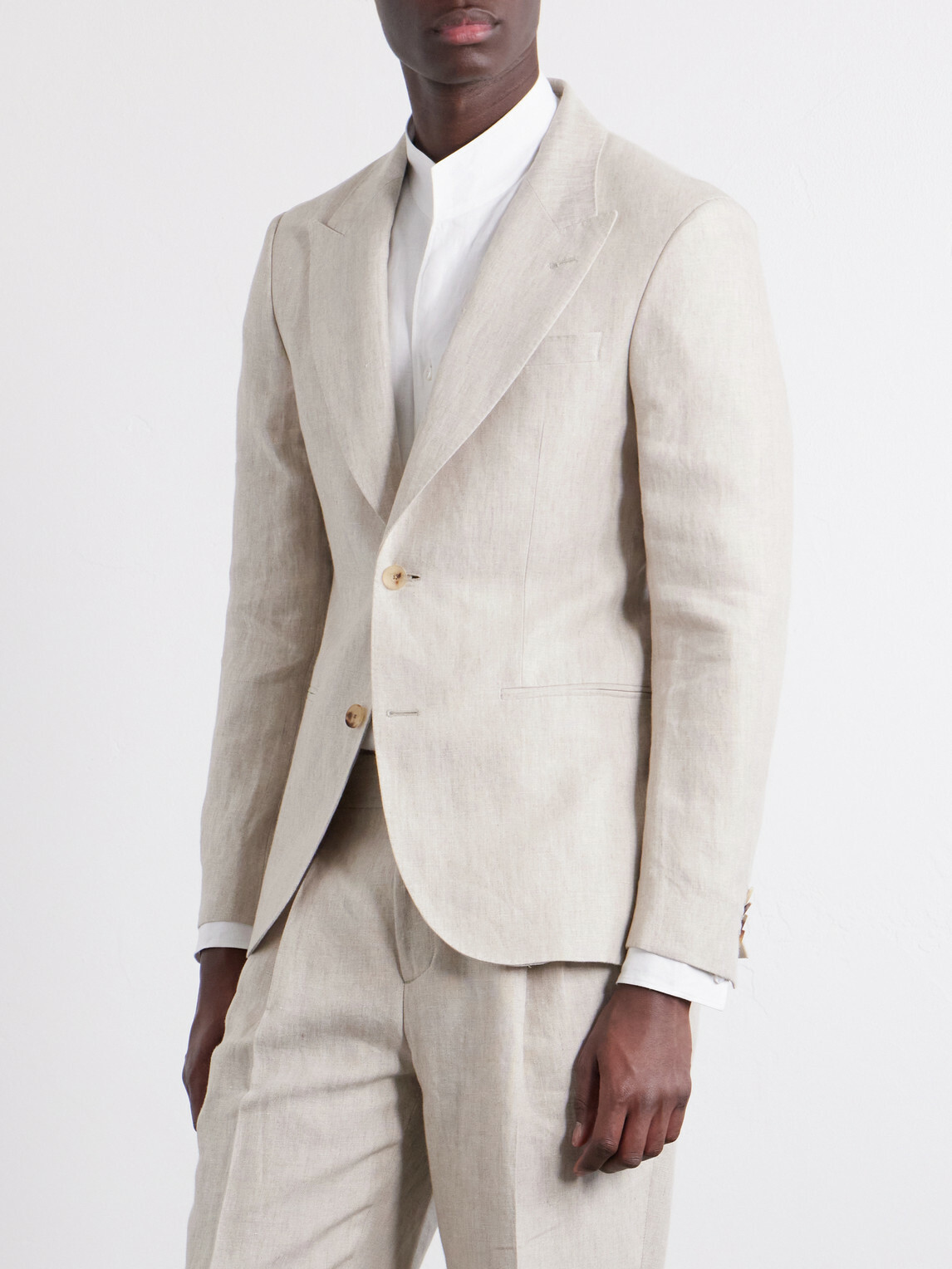 Mr P. - Slim-Fit Linen Tuxedo Jacket - Neutrals