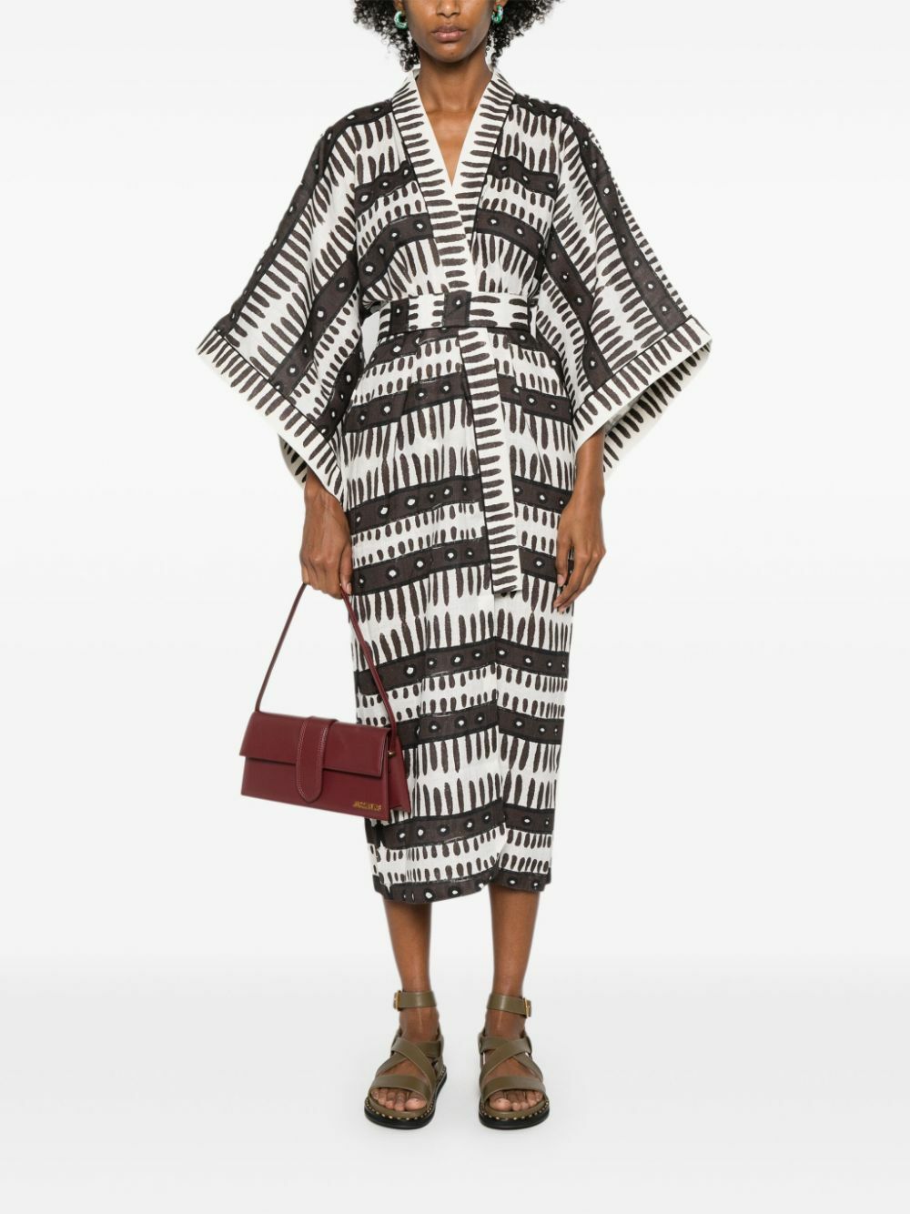 Maison La Plage Brown Kenya Belted Linen Dress
