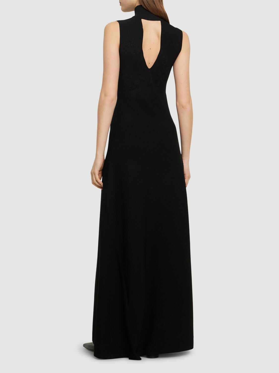 VICTORIA BECKHAM - Cutout Front Viscose Blend Long Dress Victoria Beckham