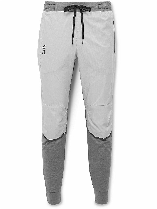 Photo: ON - Slim-Fit Tapered Ripstop and Tech-Jersey Sweatpants - Gray
