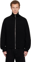 WOOYOUNGMI Black High-Neck Zip-Up Sweater