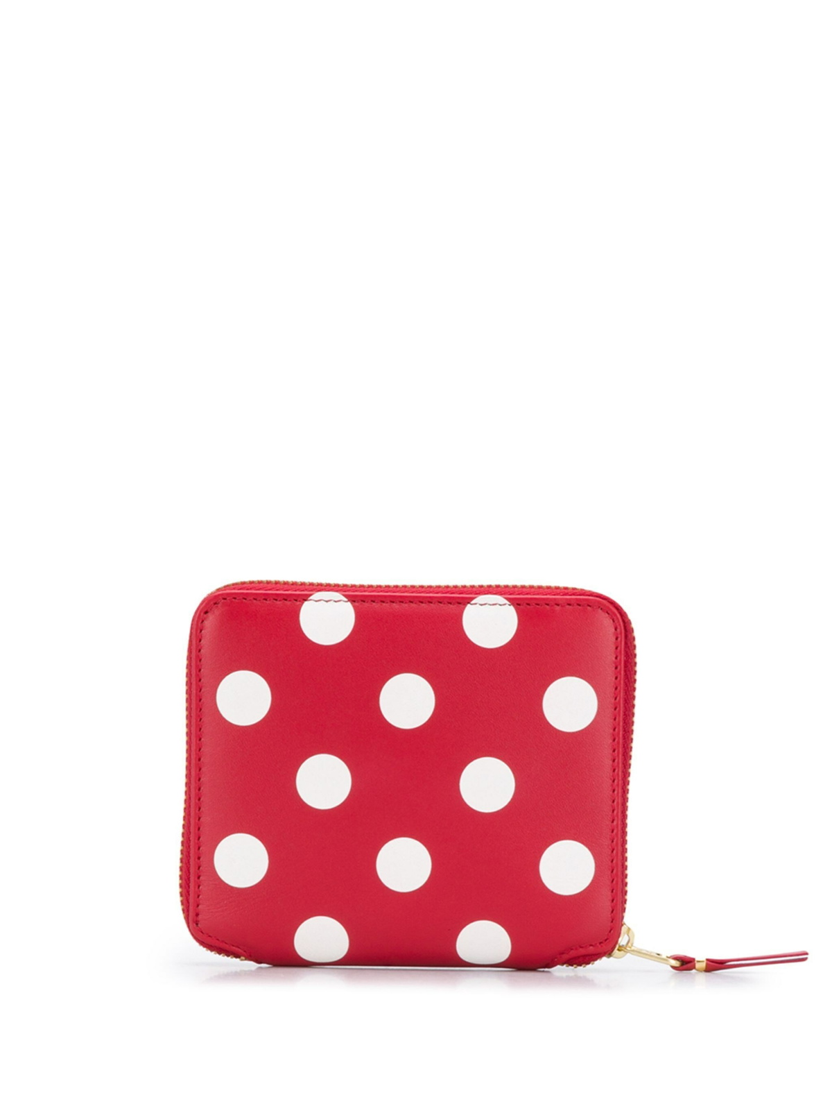 Comme des Garcons Wallets Dots Printed Leather Line Wallet in Red