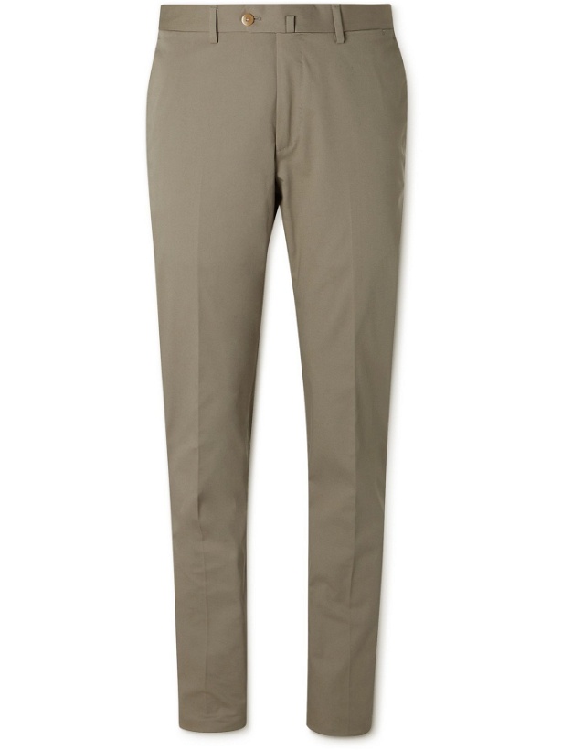 Photo: CARUSO - Slim-Fit Stretch-Cotton Suit Trousers - Green