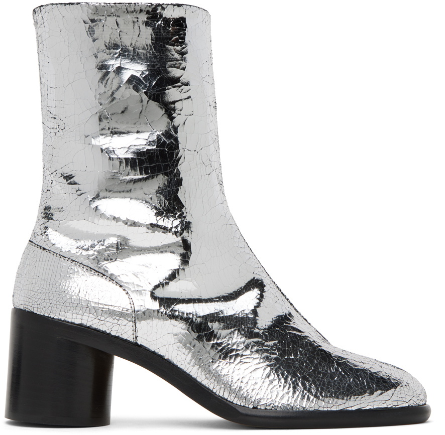 Maison Margiela Silver Broken Mirror Tabi Boots Maison Margiela