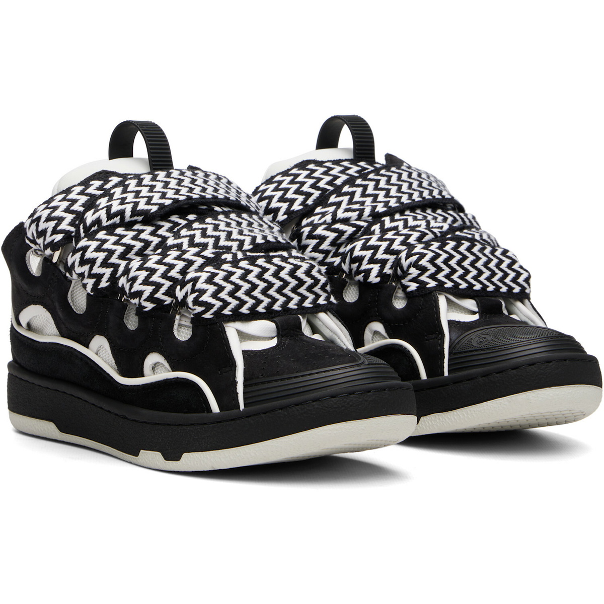 Lanvin Black & White Bicolor Curb Sneakers