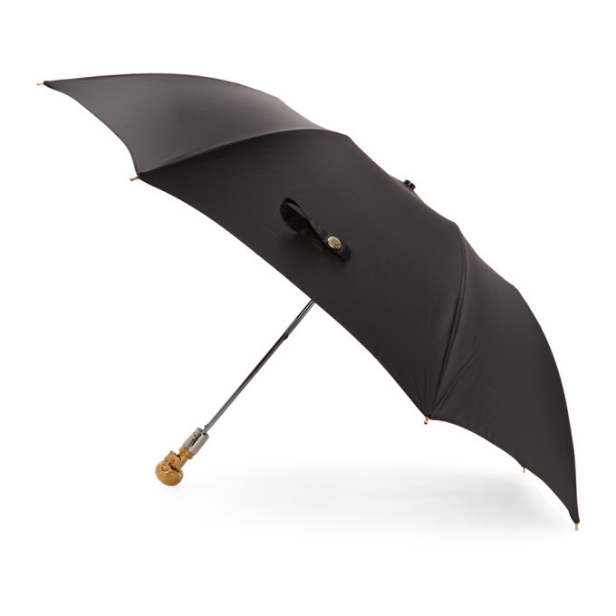 Alexander McQueen Black and Gold Large Skull Umbrella Alexander