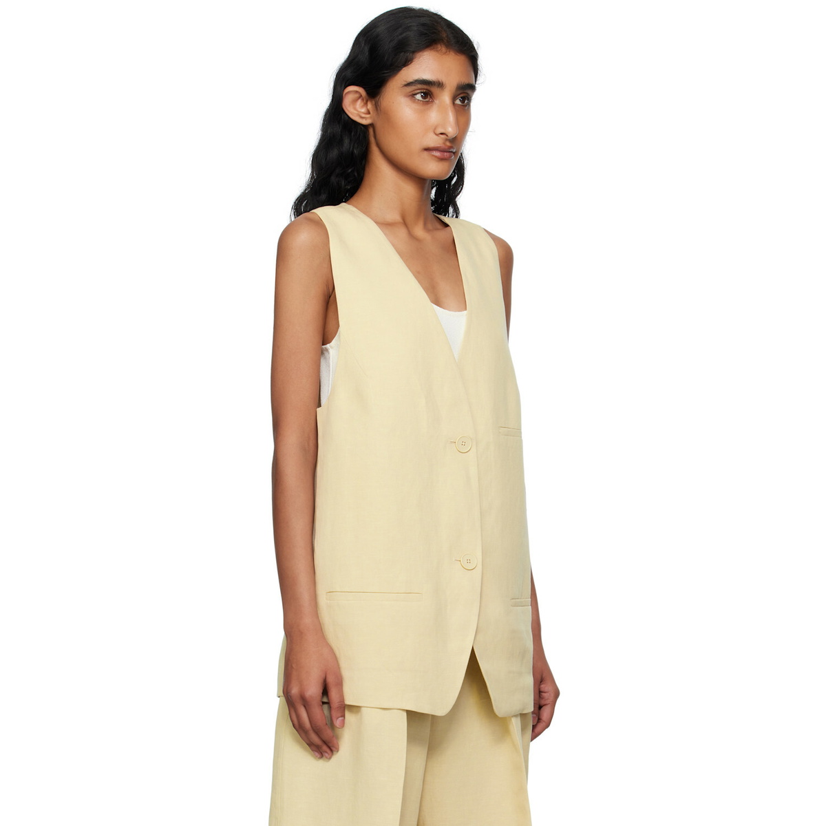 The Frankie Shop Beige Melrose Linen Vest