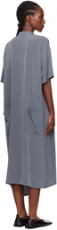 Y's Blue N-Half Sleeve Box Shirt Midi Dress