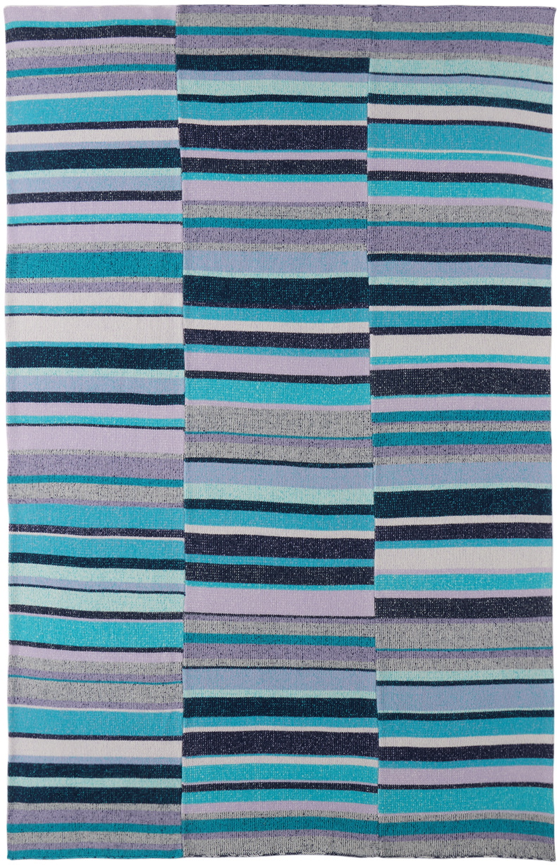The Elder Statesman Purple & Blue Stripe Super Soft Blanket