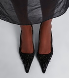 Prada Embellished satin slingback pumps