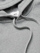 AMI PARIS - Logo-Embroidered Organic Cotton-Jersey Hoodie - Gray