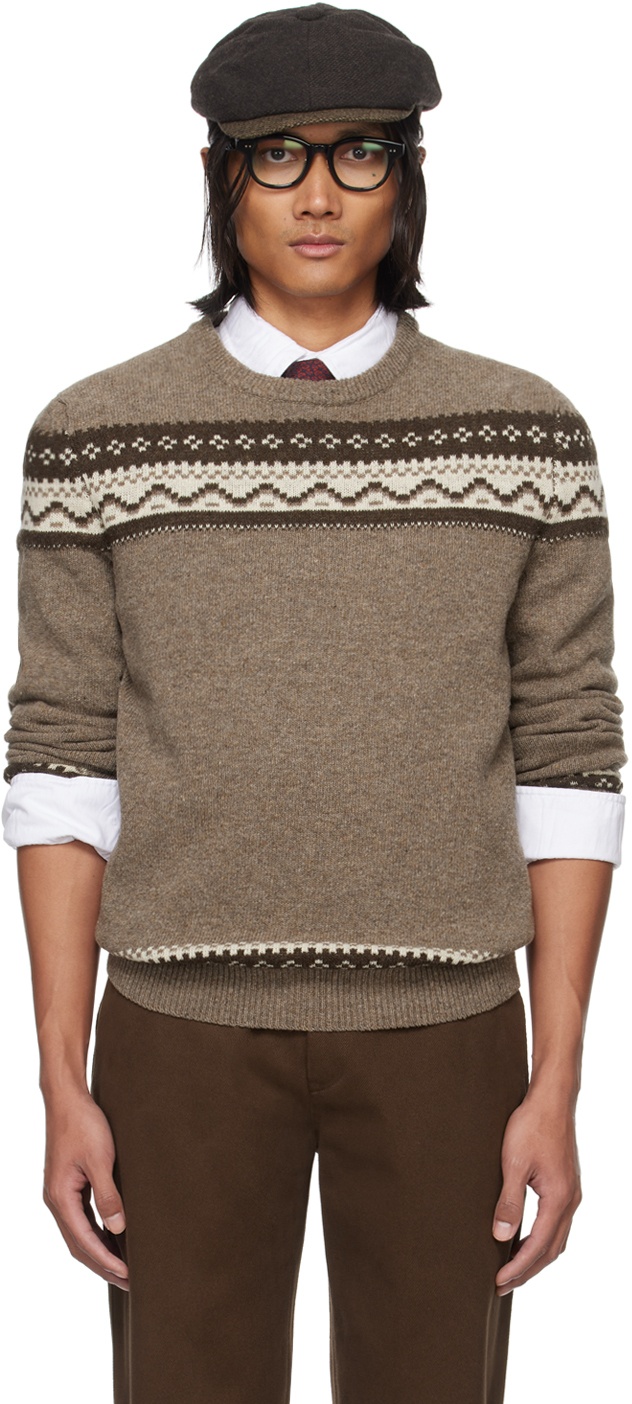 Photo: De Bonne Facture Brown Jacquard Sweater