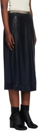 Maison Margiela Navy Foil-Treated Midi Skirt