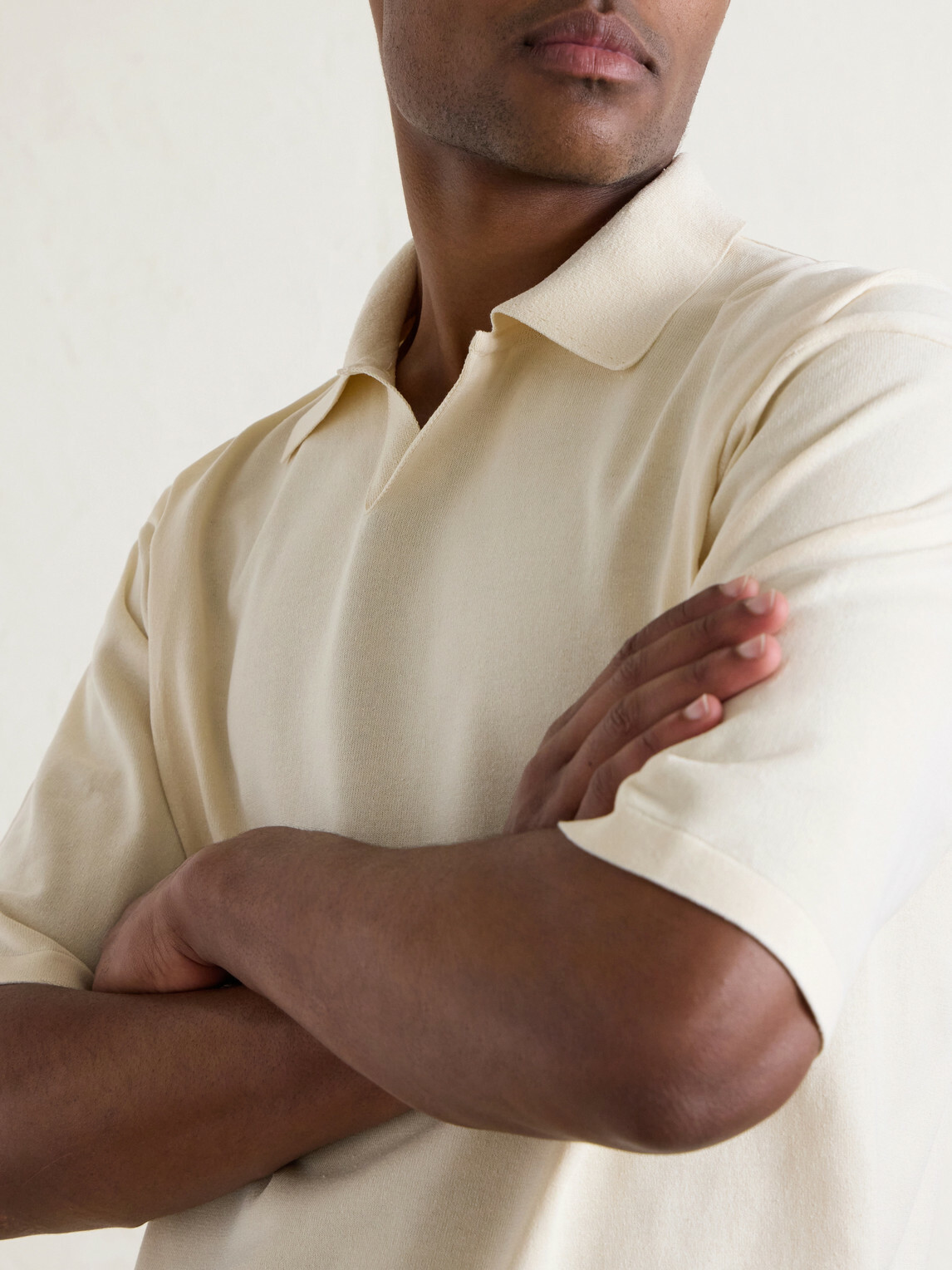Auralee - Knitted Silk Polo Shirt - Neutrals