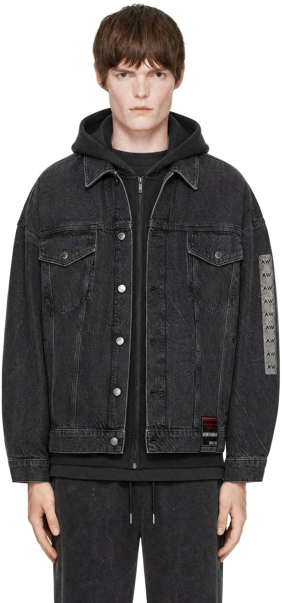 Alexander Wang Gray Flasher Graphic Oversized Denim Trucker Jacket