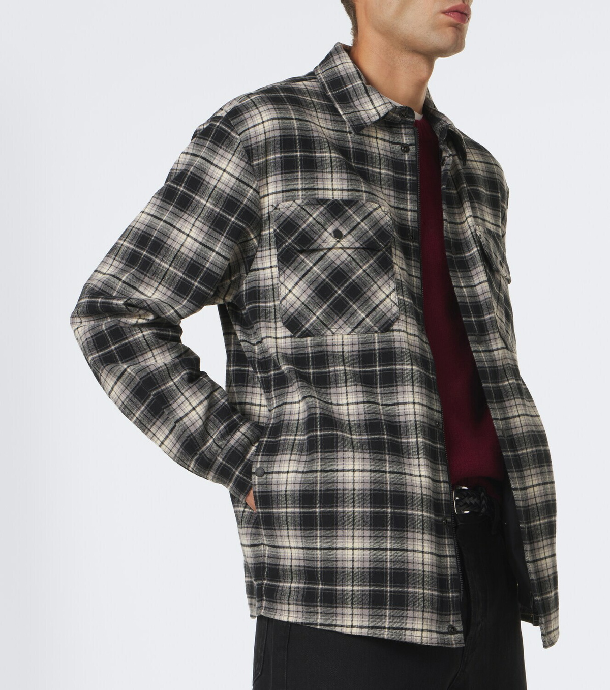 Moncler Checked cotton flannel zip-up shirt