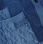 Beams Plus - Patchwork Indigo-Dyed Cable-Knit Cotton Cardigan - Blue