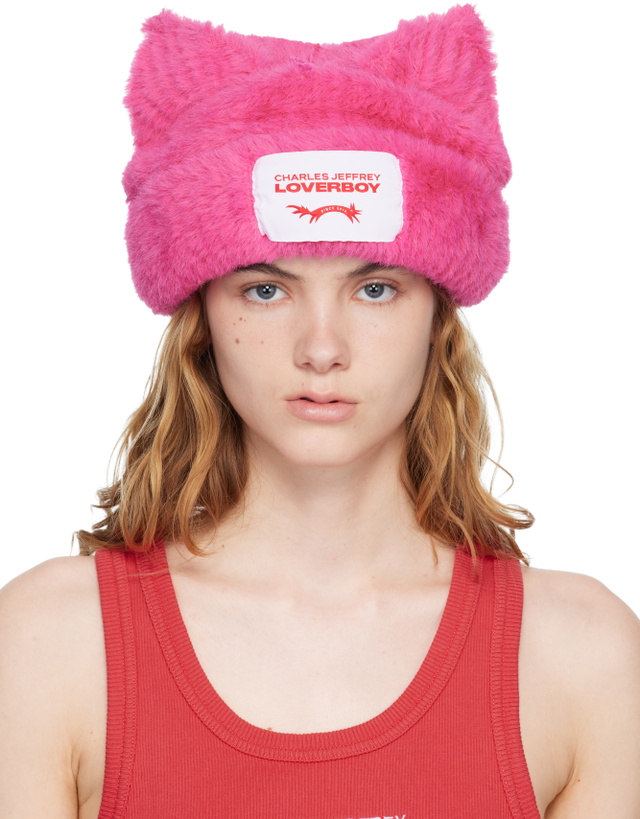 Photo: Charles Jeffrey LOVERBOY Pink Fluffy Chunky Ears Beanie