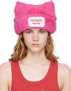 Charles Jeffrey LOVERBOY Pink Fluffy Chunky Ears Beanie