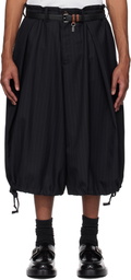 Khoki Navy Wide-Leg Cropped Shorts