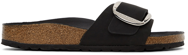 Photo: Birkenstock Black Oiled Leather Narrow Big Buckle Madrid Sandals