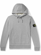 Stone Island - Garment-Dyed Logo-Appliquéd Cotton-Jersey Hoodie - Gray