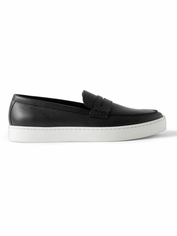 Photo: Manolo Blahnik - Ellis Full-Grain Leather Slip-On Sneakers - Black