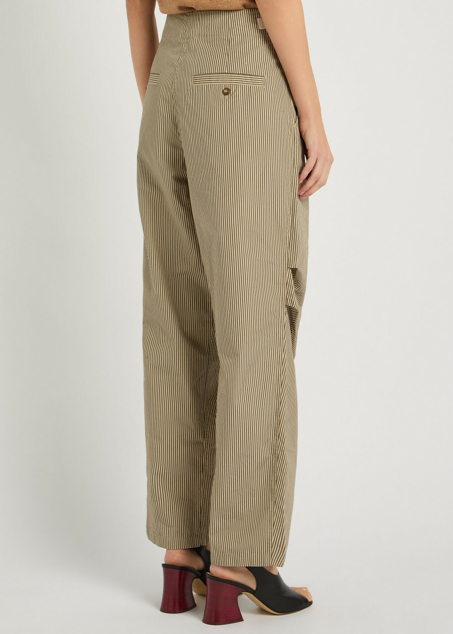 Isabel Marant étoile Ceryne Striped Cotton Trousers Beige